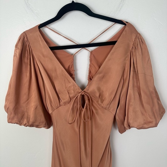 MOS The Label Ethereal Sleeved Keyhole Puff Sleeve Midi Dress Size 4 - Picture 4 of 8